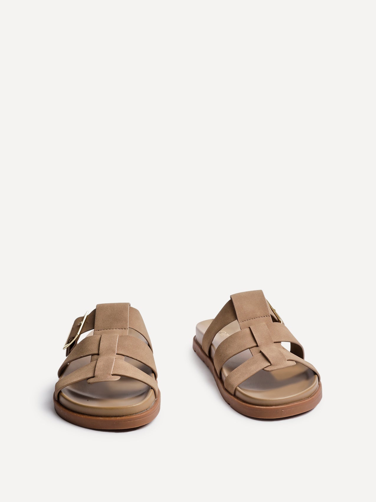 Restore Taupe Faux Nubuck Slip-On Gladiator Sandals