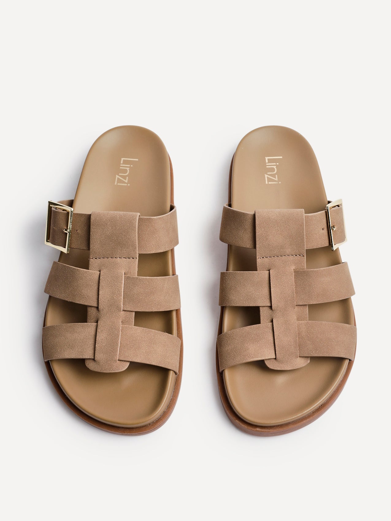 Restore Taupe Faux Nubuck Slip-On Gladiator Sandals