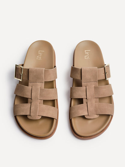 Restore Taupe Faux Nubuck Slip-On Gladiator Sandals