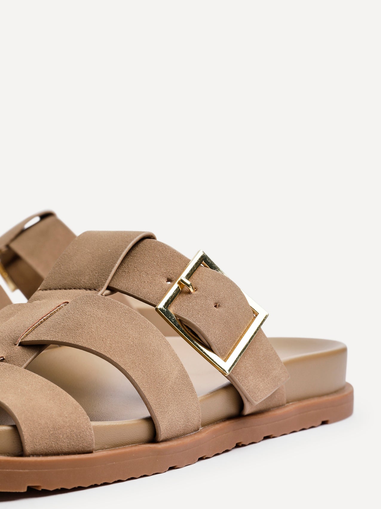 Restore Taupe Faux Nubuck Slip-On Gladiator Sandals