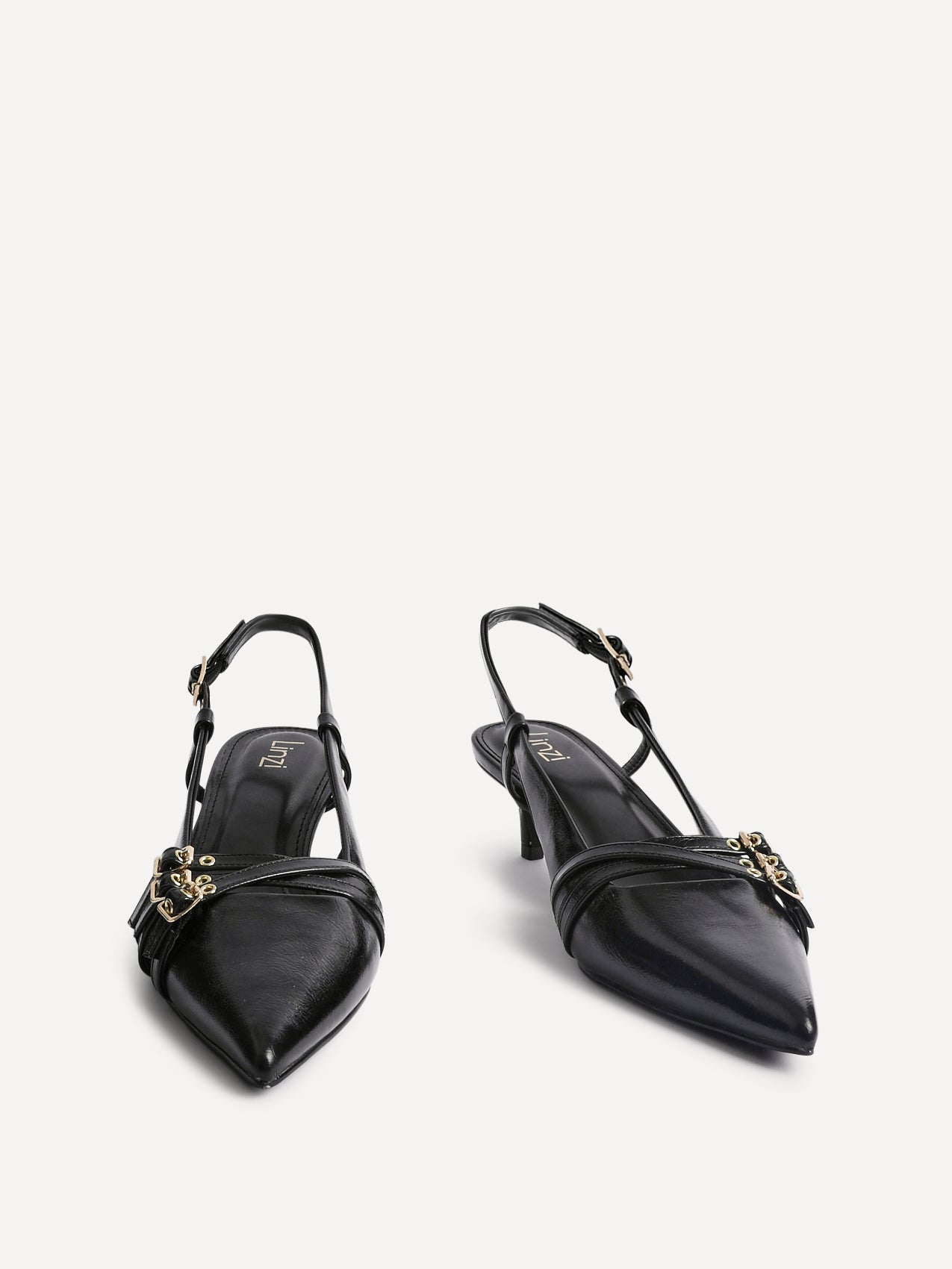 Retro Black Patent Kitten Court Heels