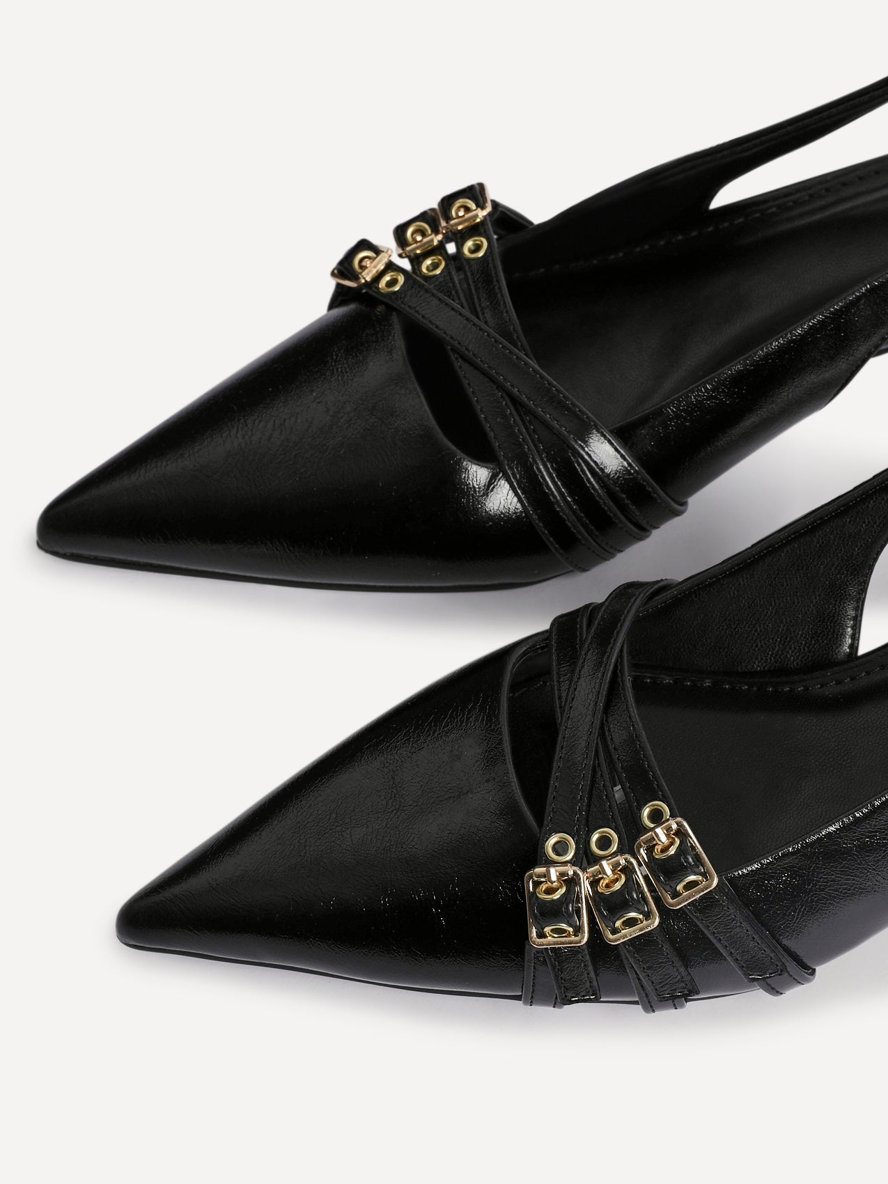 Retro Black Patent Kitten Court Heels