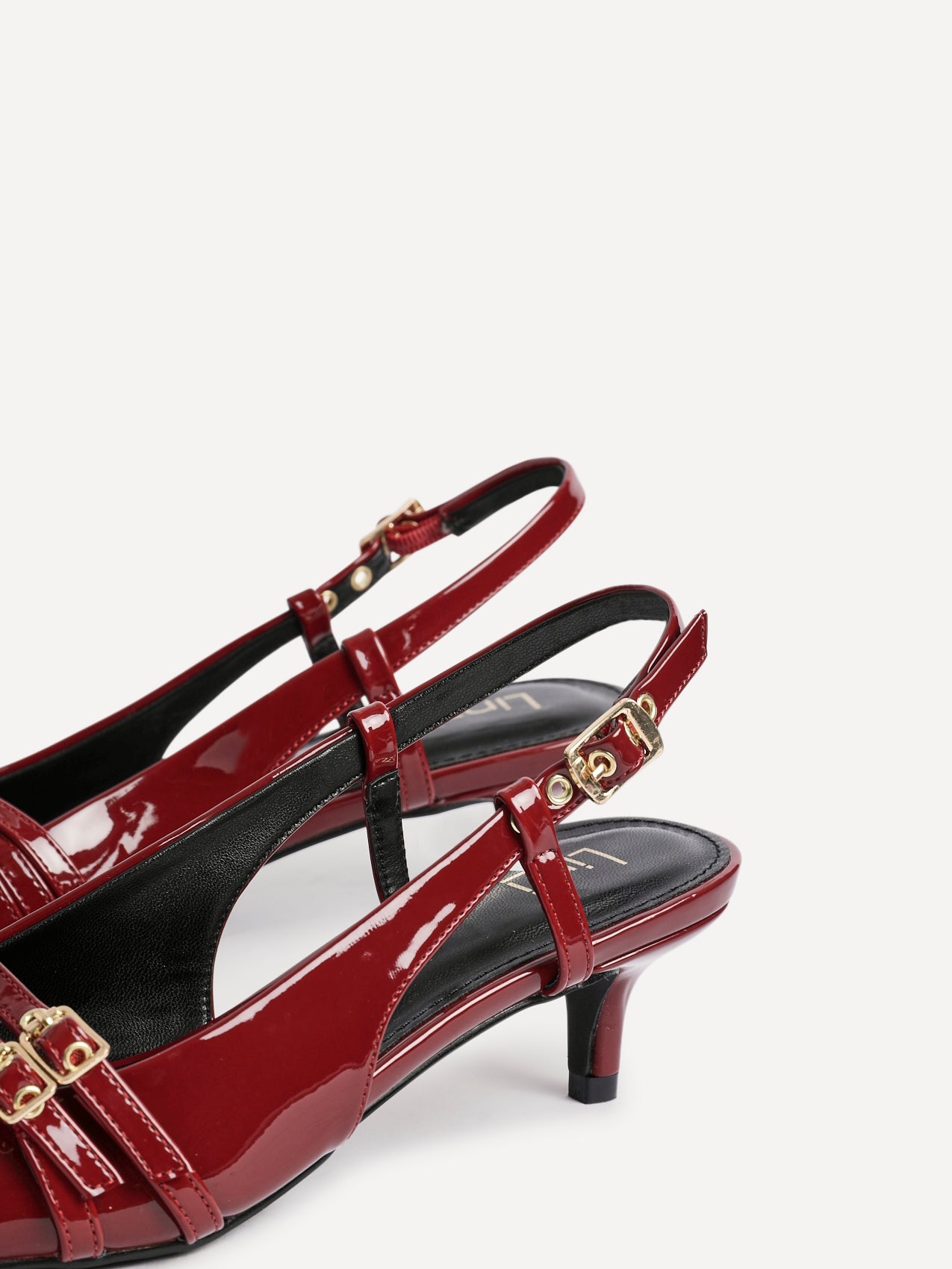 Retro Burgundy Patent Kitten Court Heels