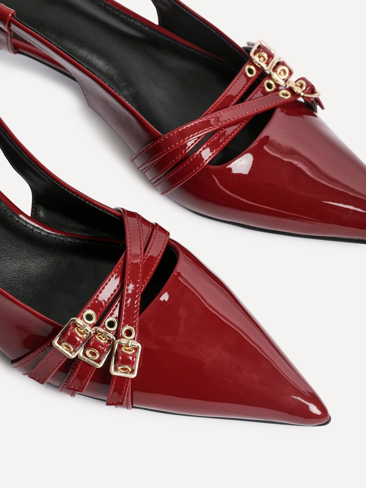 Retro Burgundy Patent Kitten Court Heels