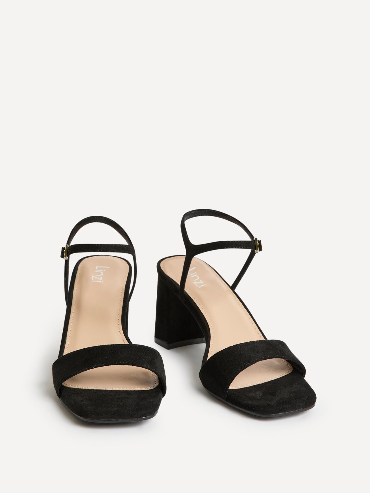 Reveal Black Faux Suede Block Heeled Sandals