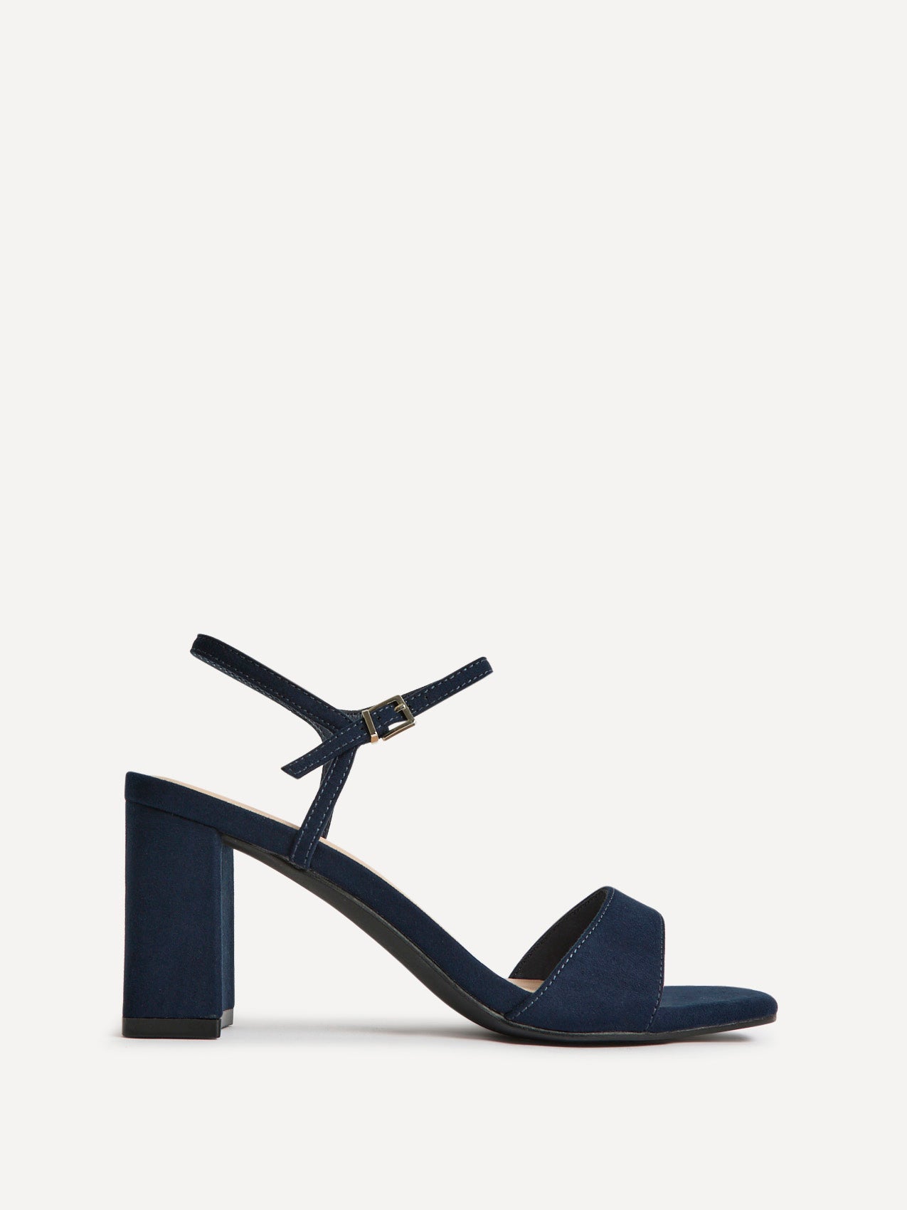 Reveal Navy Faux Suede Block Heeled Sandals