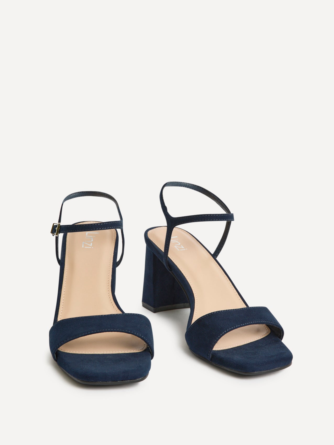 Reveal Navy Faux Suede Block Heeled Sandals