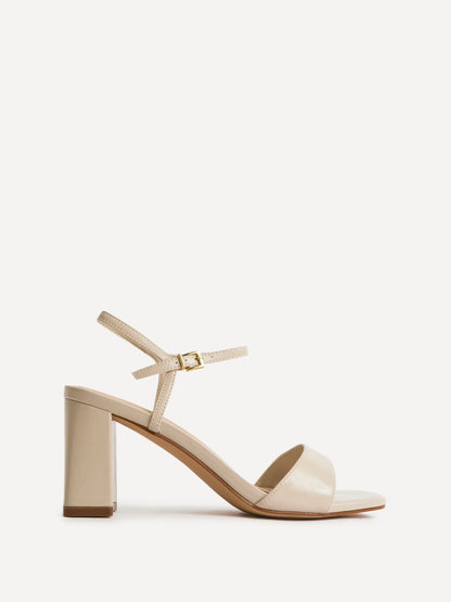 Reveal Nude Faux Leather Block Heeled Sandals
