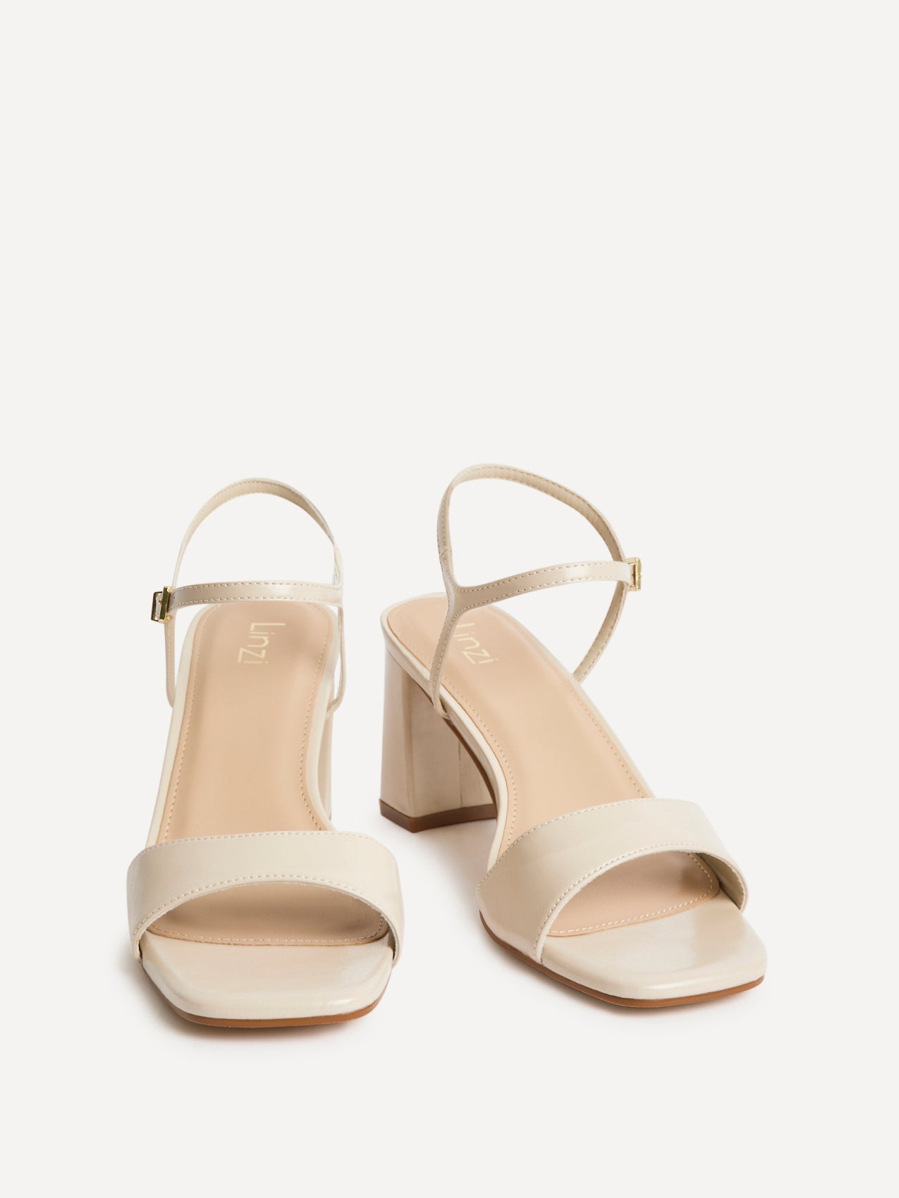 Reveal Nude Faux Leather Block Heeled Sandals