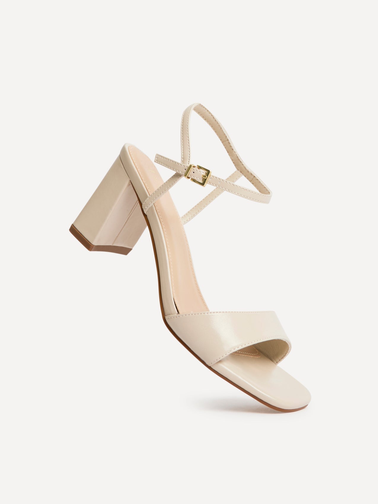 Reveal Nude Faux Leather Block Heeled Sandals