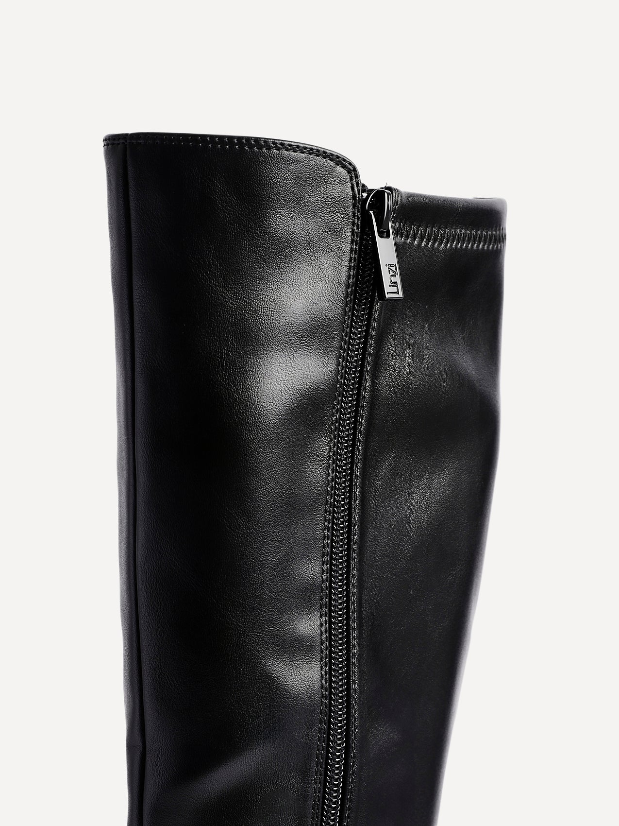 Revolve Black Faux Leather Block Heel Long Boots