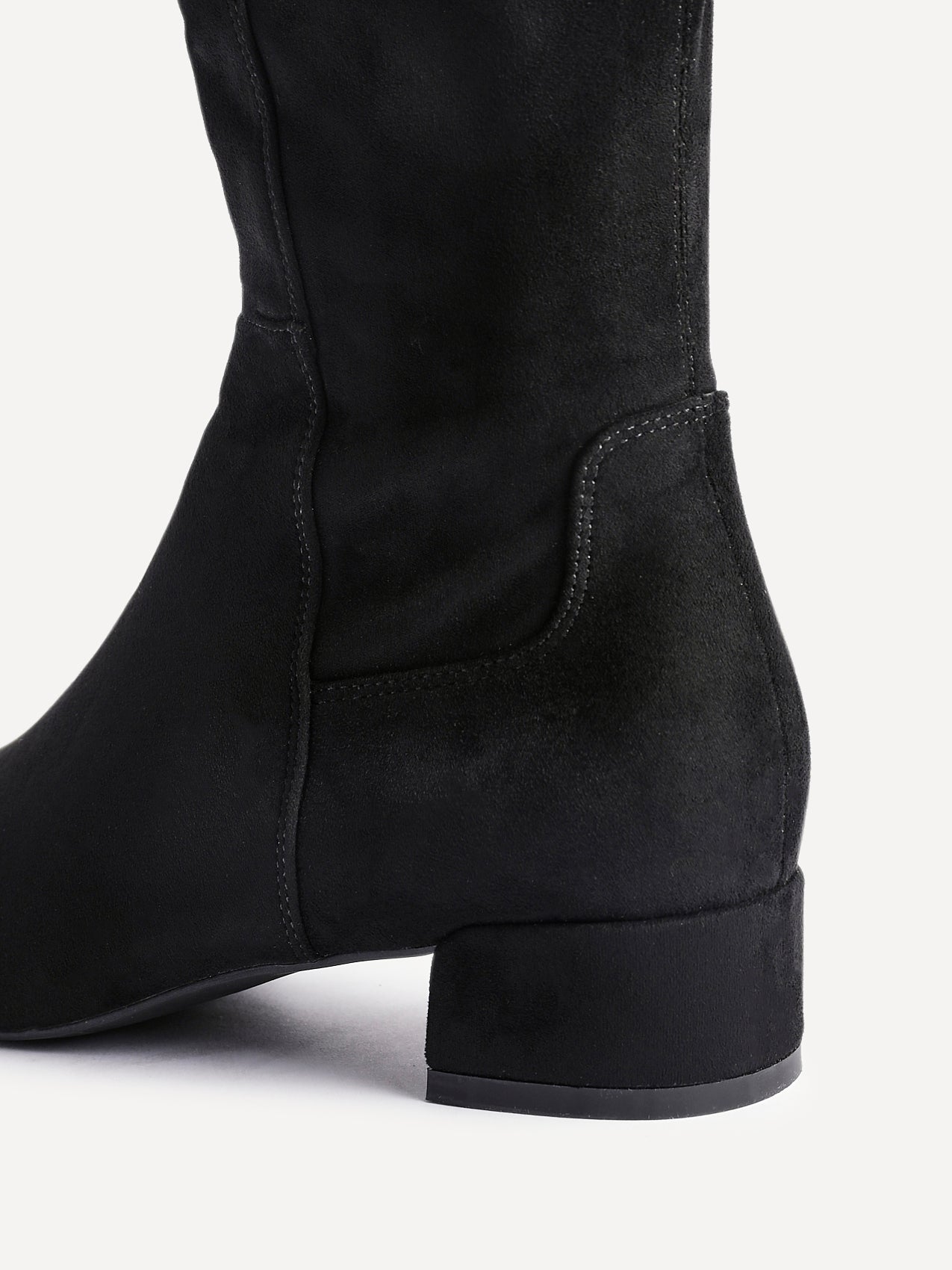 Revolve Black Faux Suede Block Heel Long Boots
