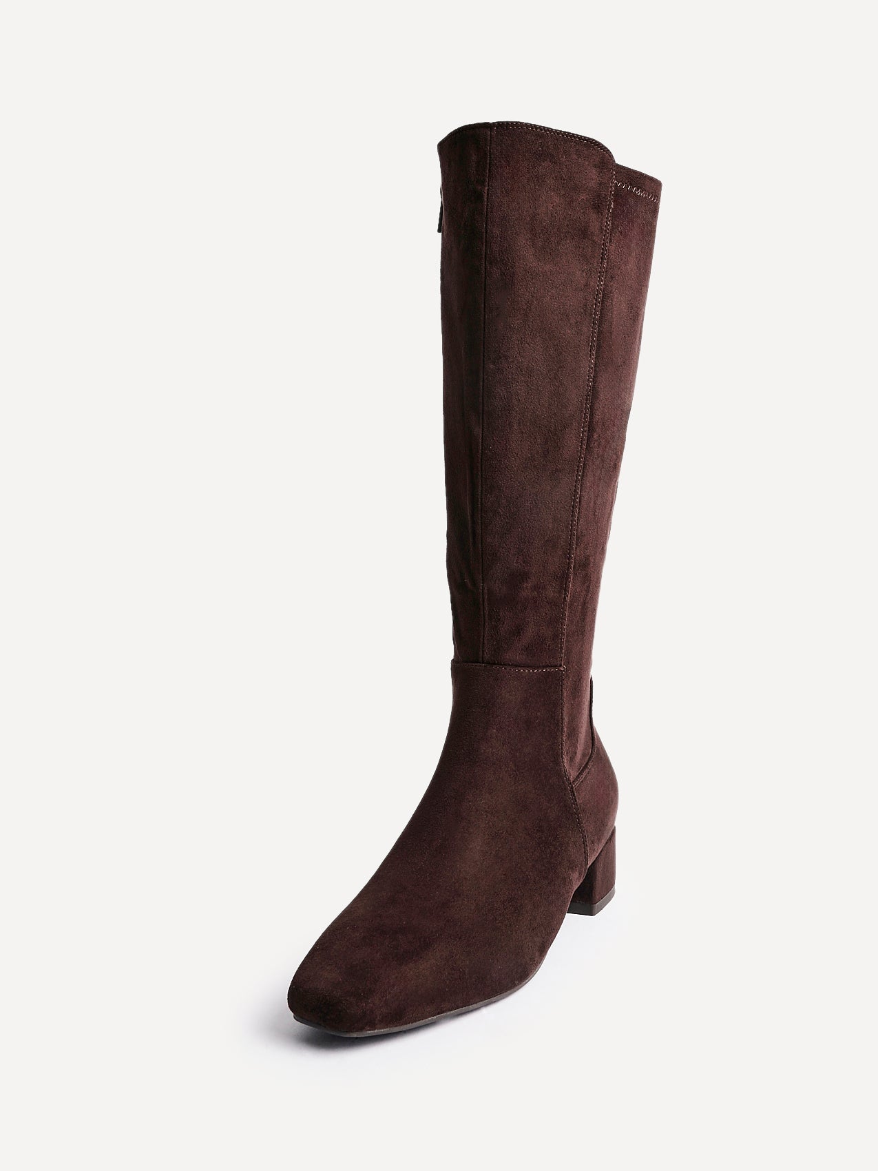 Revolve Brown Faux Suede Block Heel Long Boots