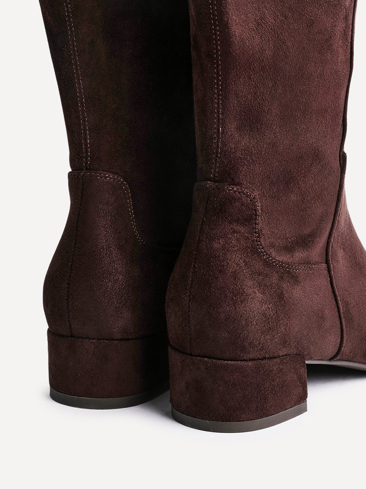 Revolve Brown Faux Suede Block Heel Long Boots