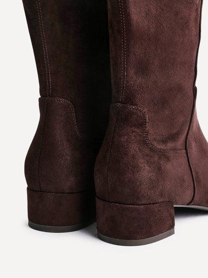 Revolve Brown Faux Suede Block Heel Long Boots