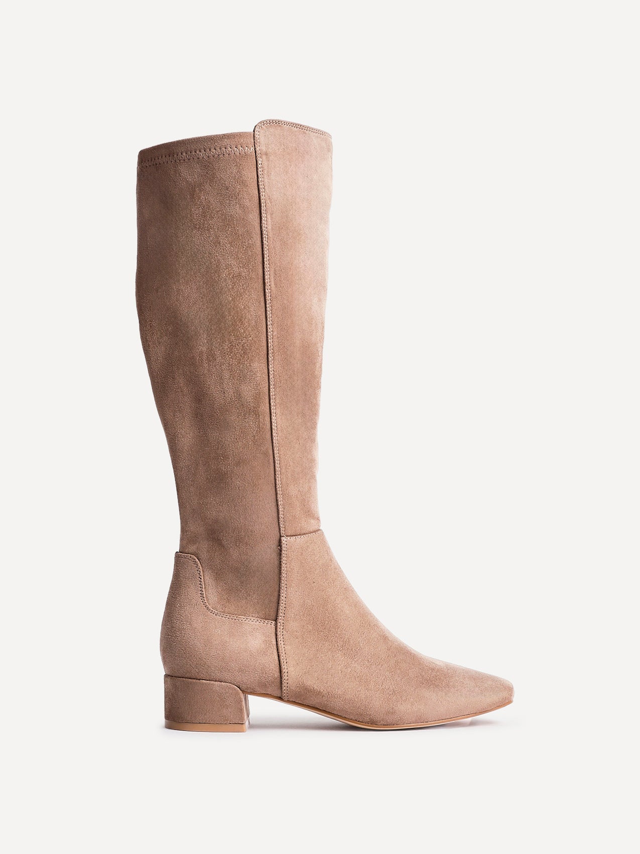Revolve Mocha Faux Suede Block Heel Long Boots