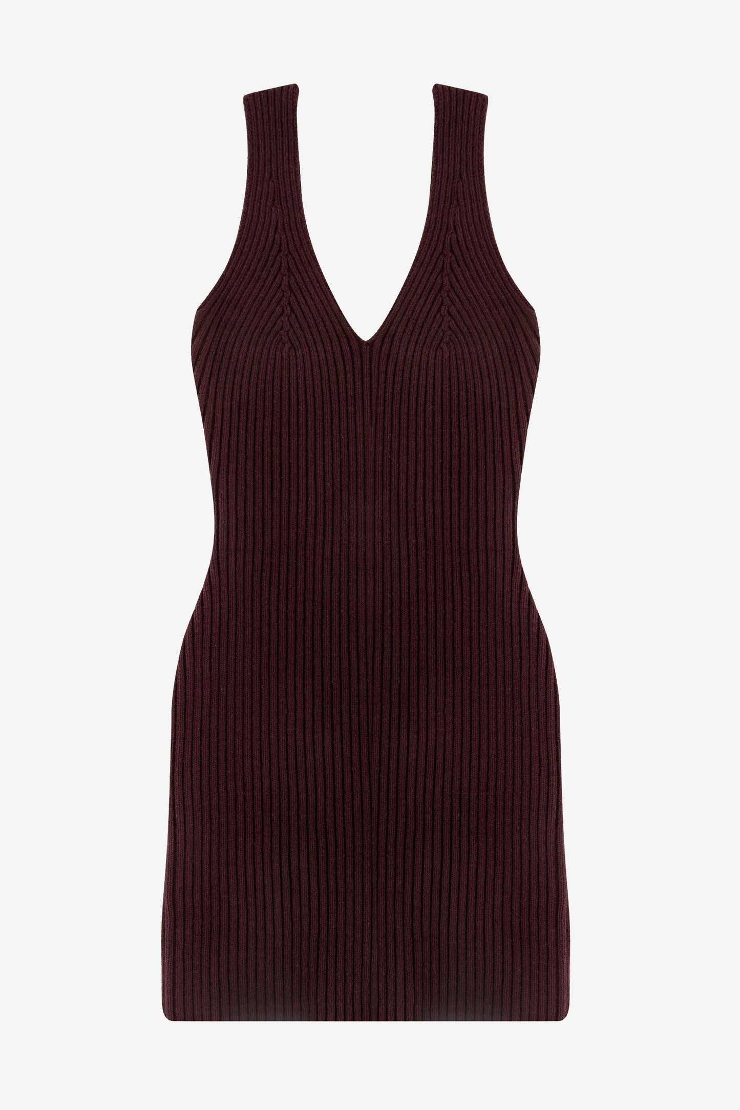 RFK226 - Ultra Heavy Knit Ribbed V Neck Dress