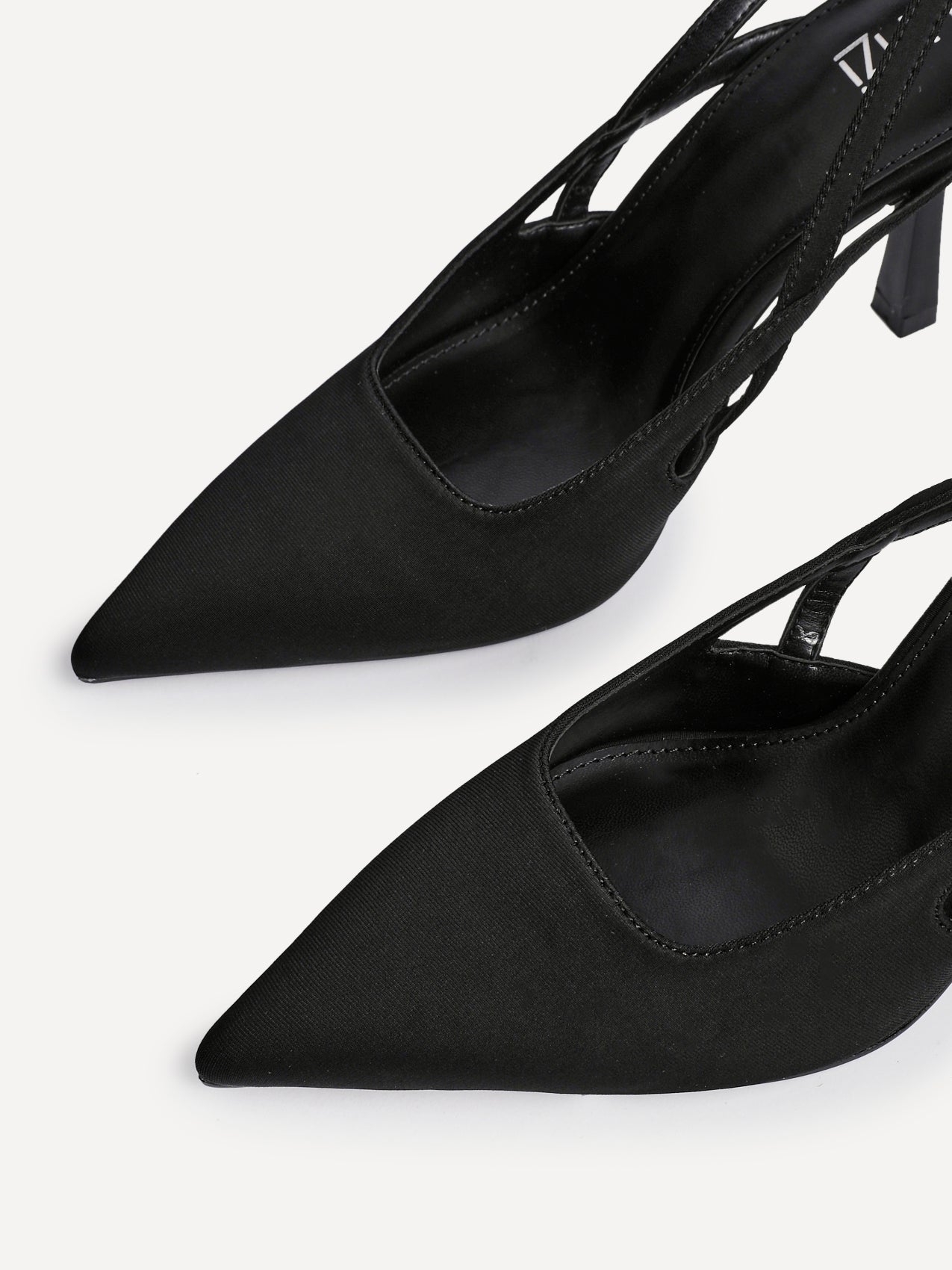 Rhea Black Scuba Sling Back Court Heels