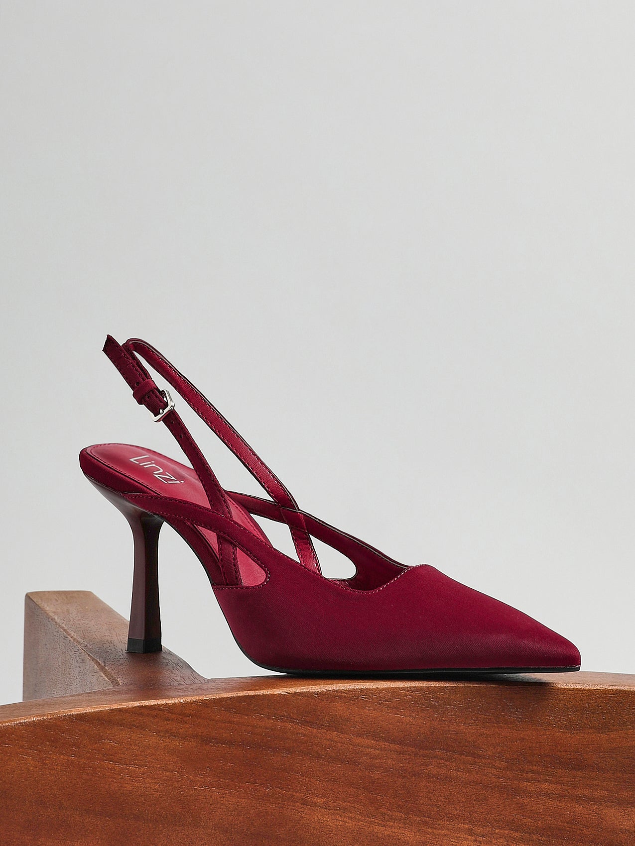 Rhea Burgundy Scuba Sling Back Court Heels