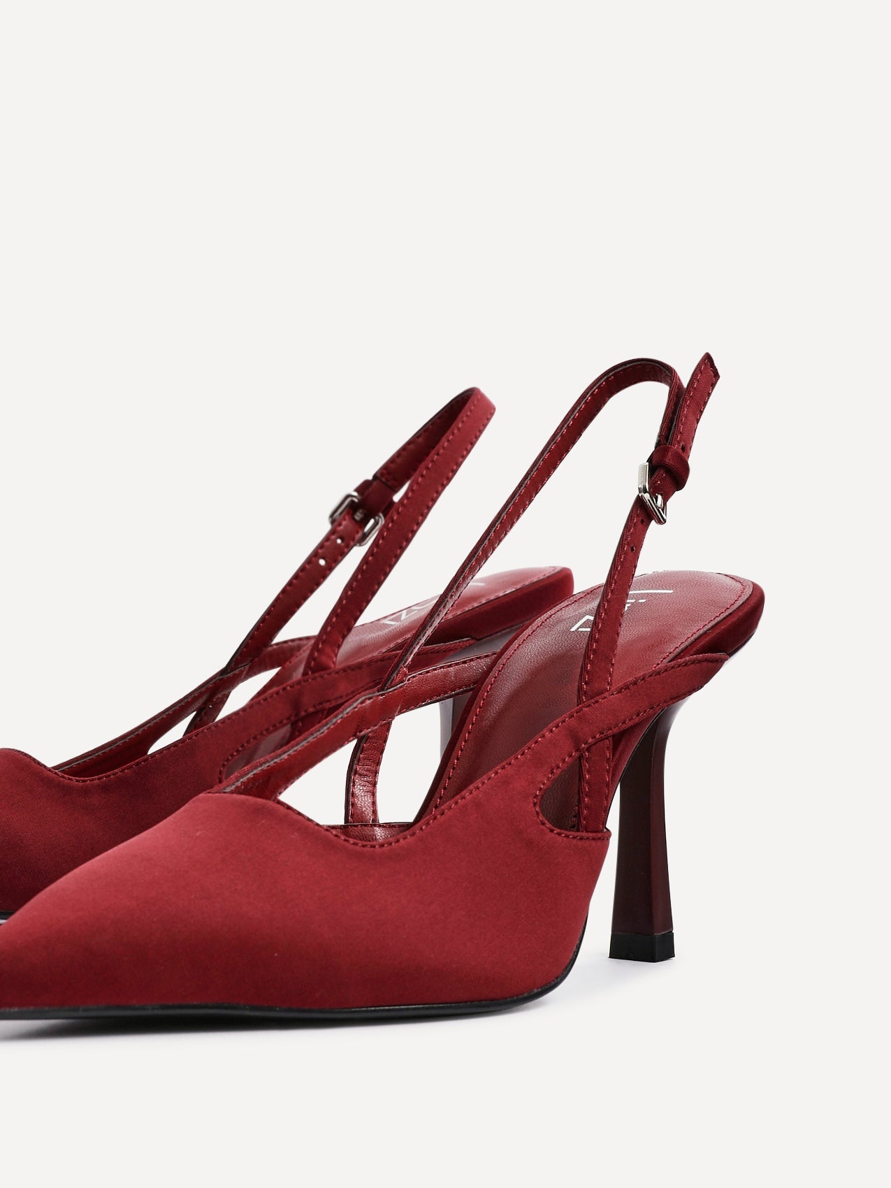 Rhea Burgundy Scuba Sling Back Court Heels