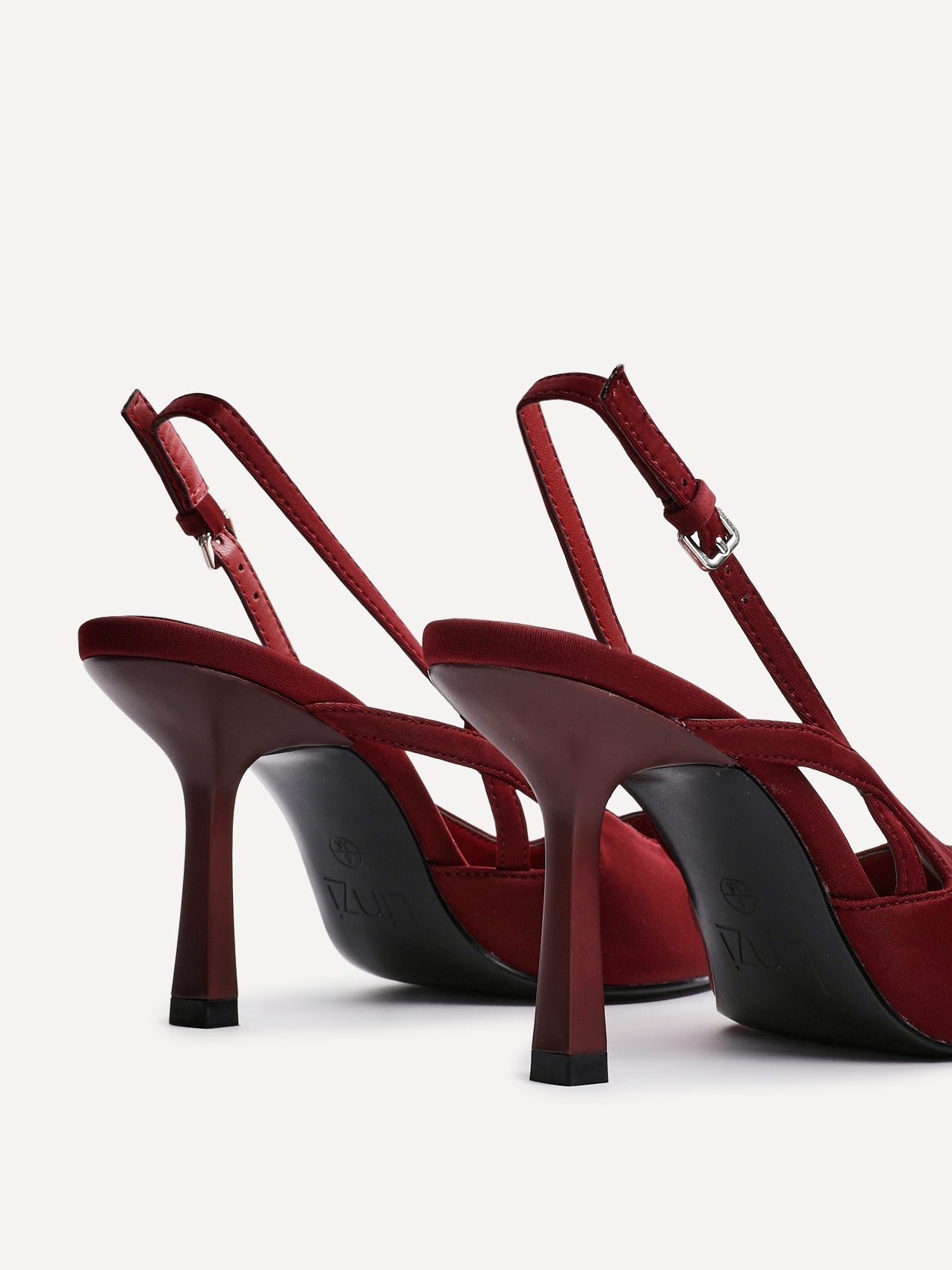 Rhea Burgundy Scuba Sling Back Court Heels