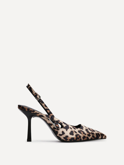 Rhea Leopard Print Sling Back Court Heels