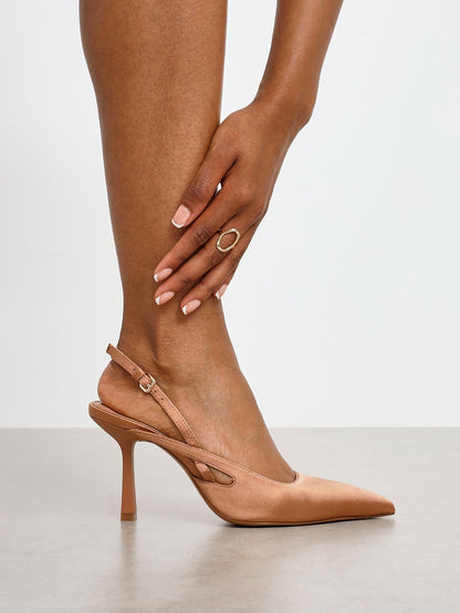 Rhea Mocha Mousse Sling Back Court Heels