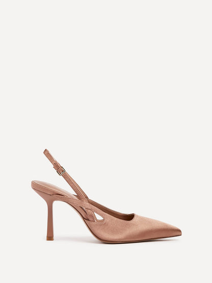 Rhea Mocha Mousse Sling Back Court Heels