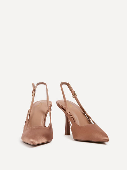 Rhea Mocha Mousse Sling Back Court Heels