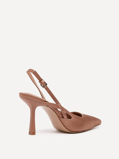 Rhea Mocha Mousse Sling Back Court Heels