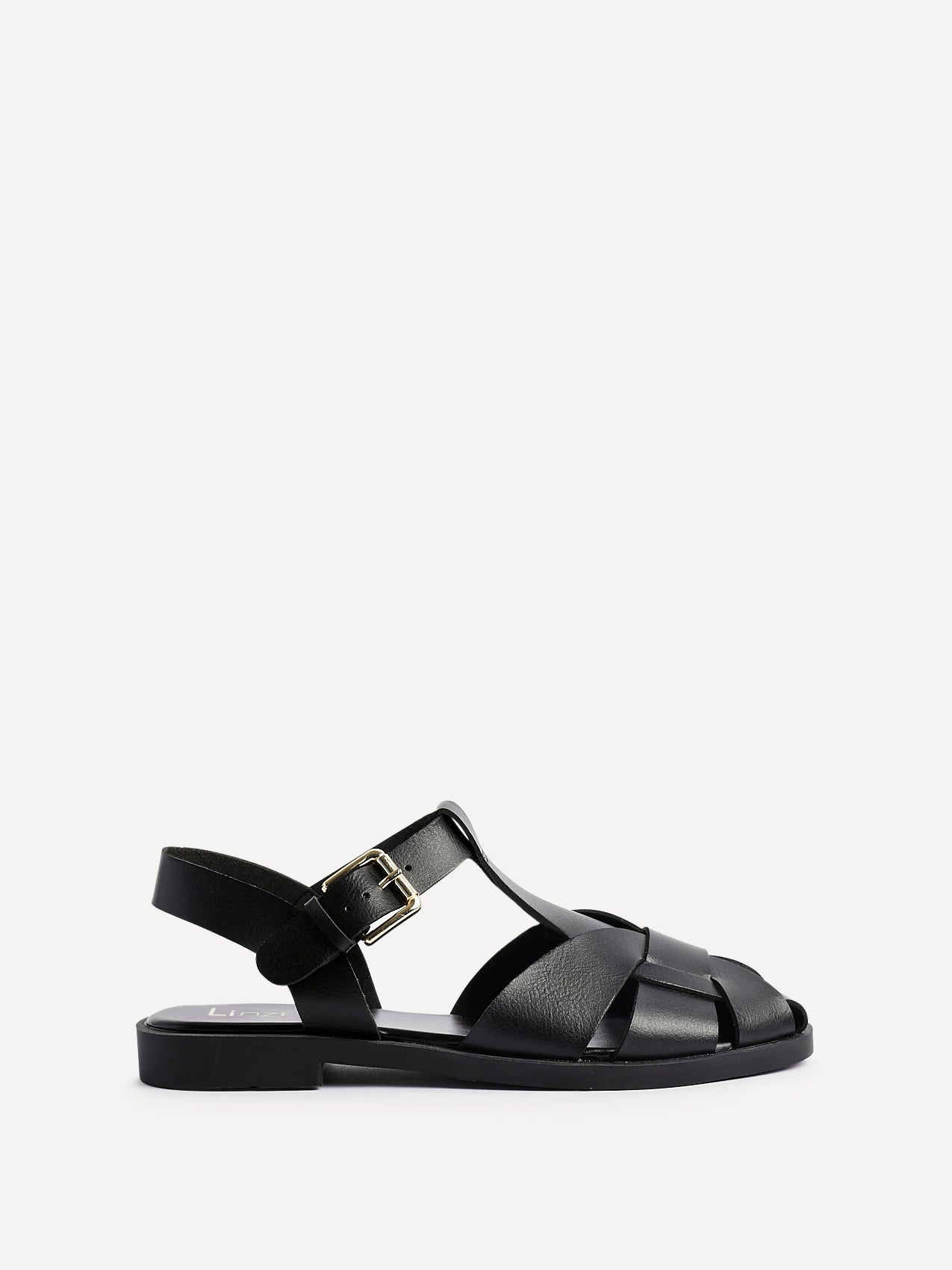 Rhoda Black Flat Fisherman Sandals