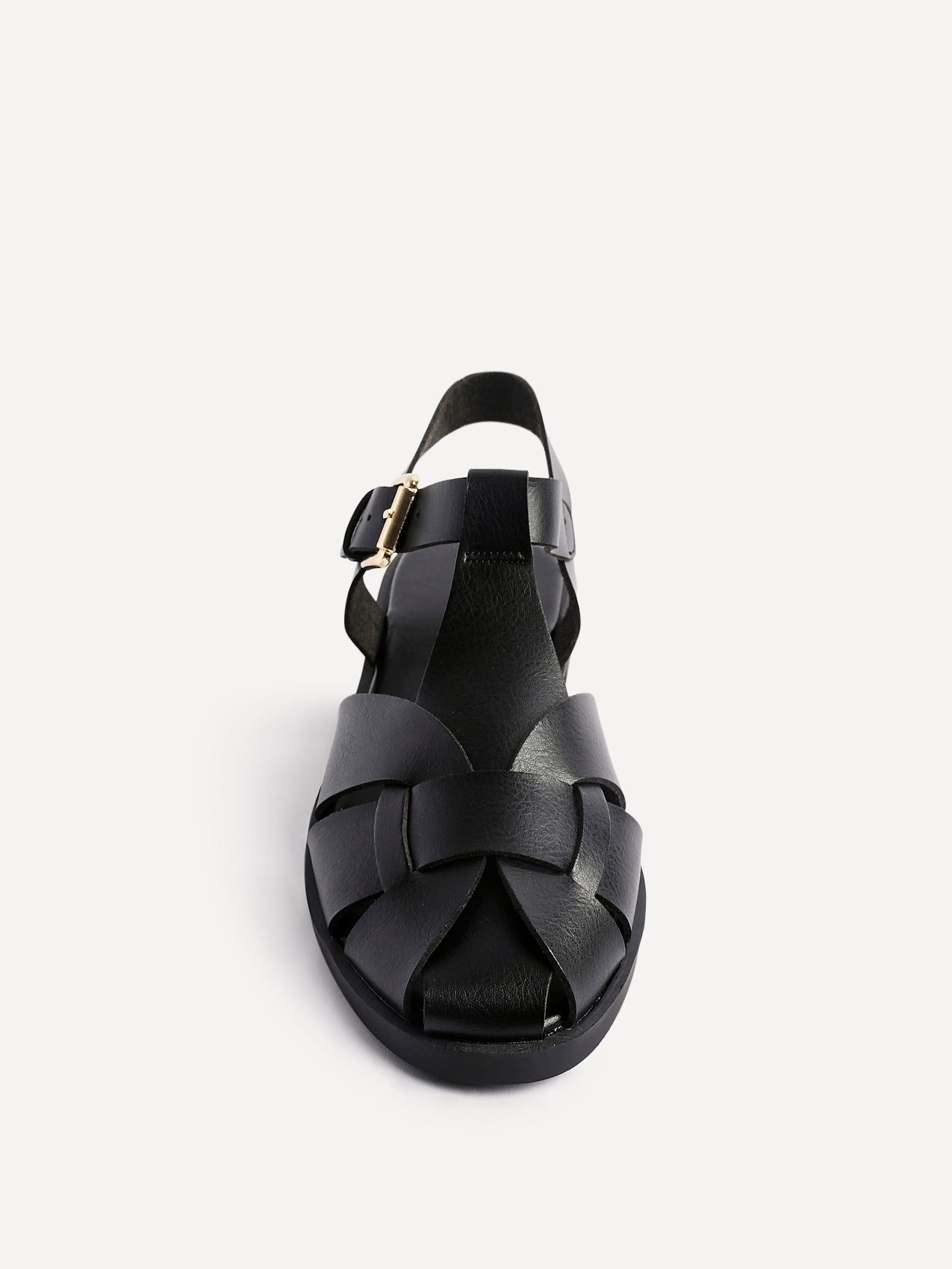 Rhoda Black Flat Fisherman Sandals