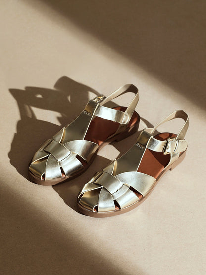 Rhoda Gold Flat Fisherman Sandals