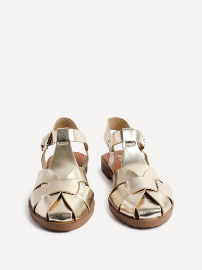 Rhoda Gold Flat Fisherman Sandals