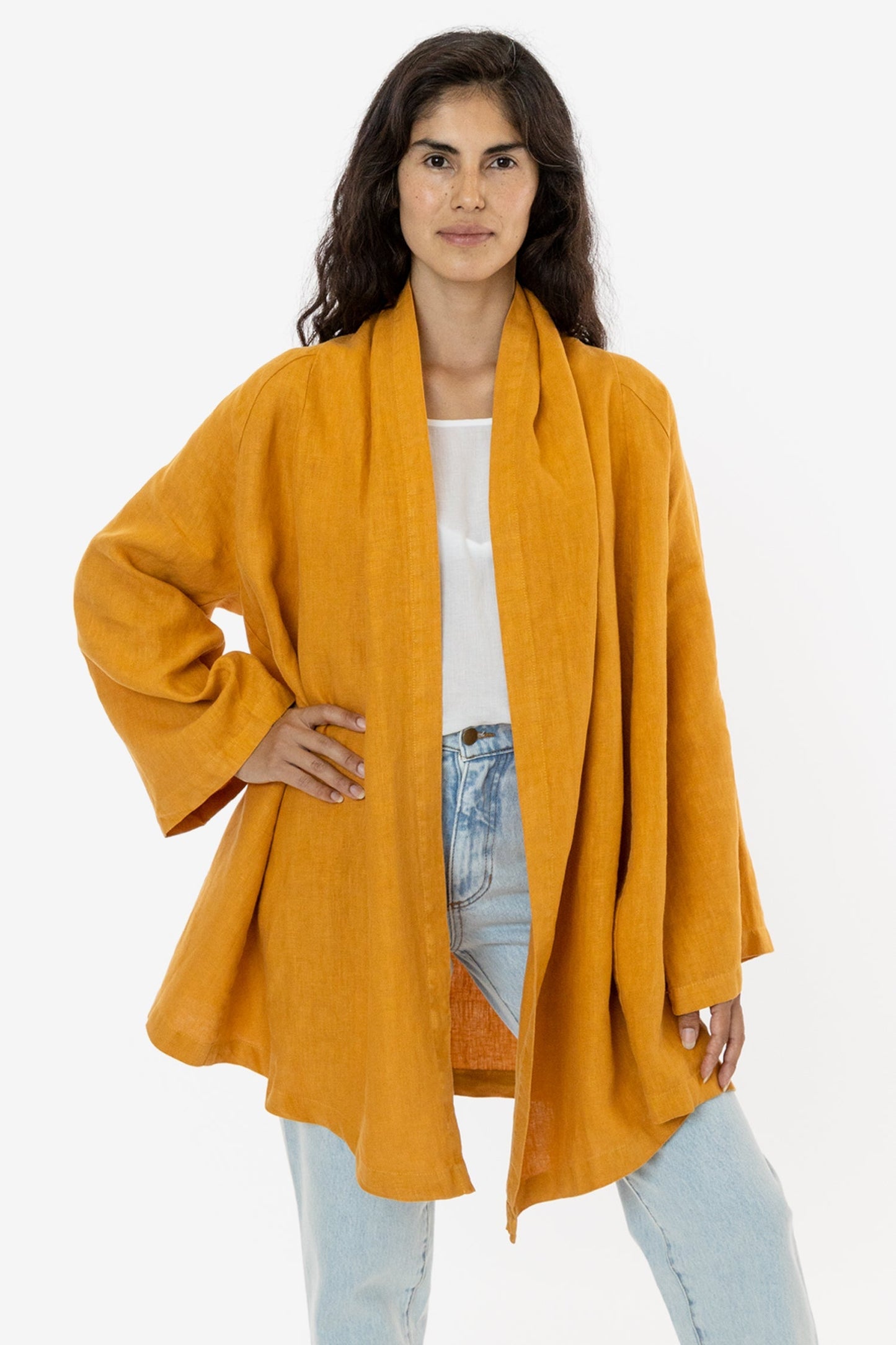 RLIN12GD - Linen Front Tie Cardigan