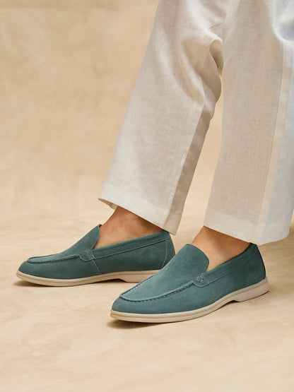 Rino Mens Blue Suede Leather Loafers