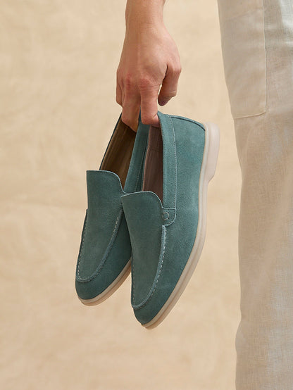 Rino Mens Blue Suede Leather Loafers