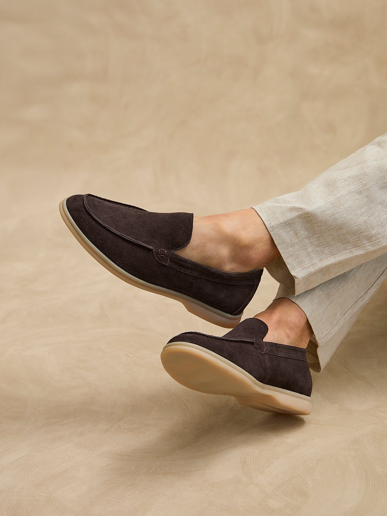 Rino Mens Brown Suede Leather Loafers