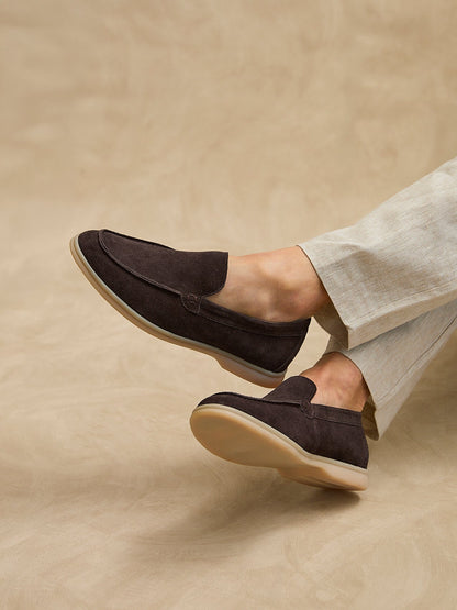 Rino Mens Brown Suede Leather Loafers