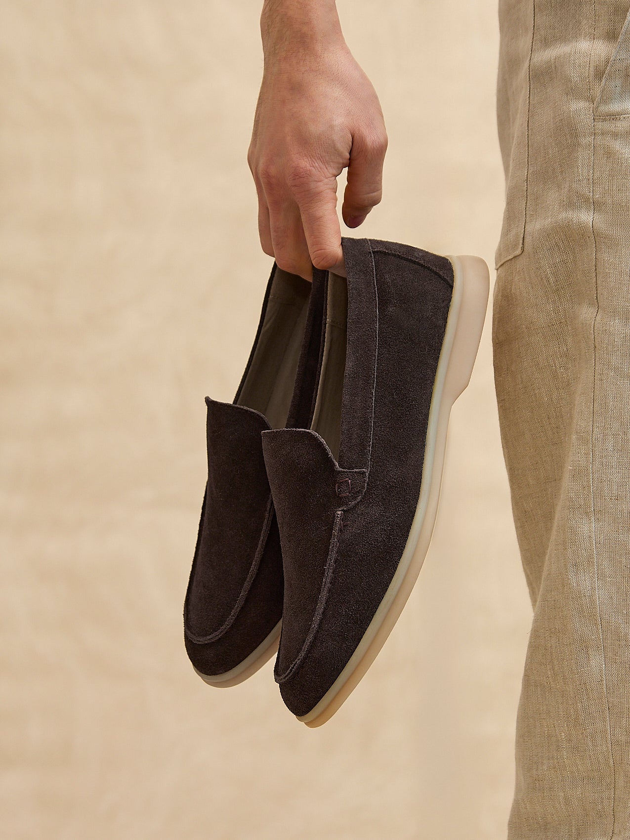 Rino Mens Brown Suede Leather Loafers