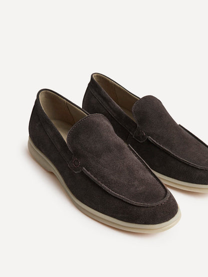 Rino Mens Brown Suede Leather Loafers