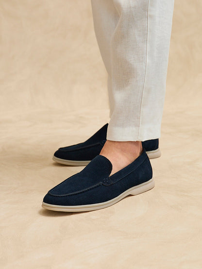 Rino Mens Navy Suede Leather Loafers
