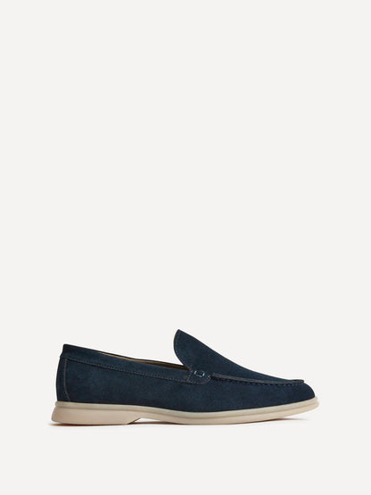 Rino Mens Navy Suede Leather Loafers