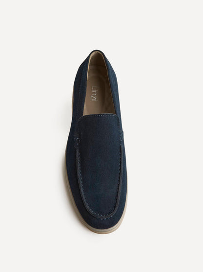 Rino Mens Navy Suede Leather Loafers