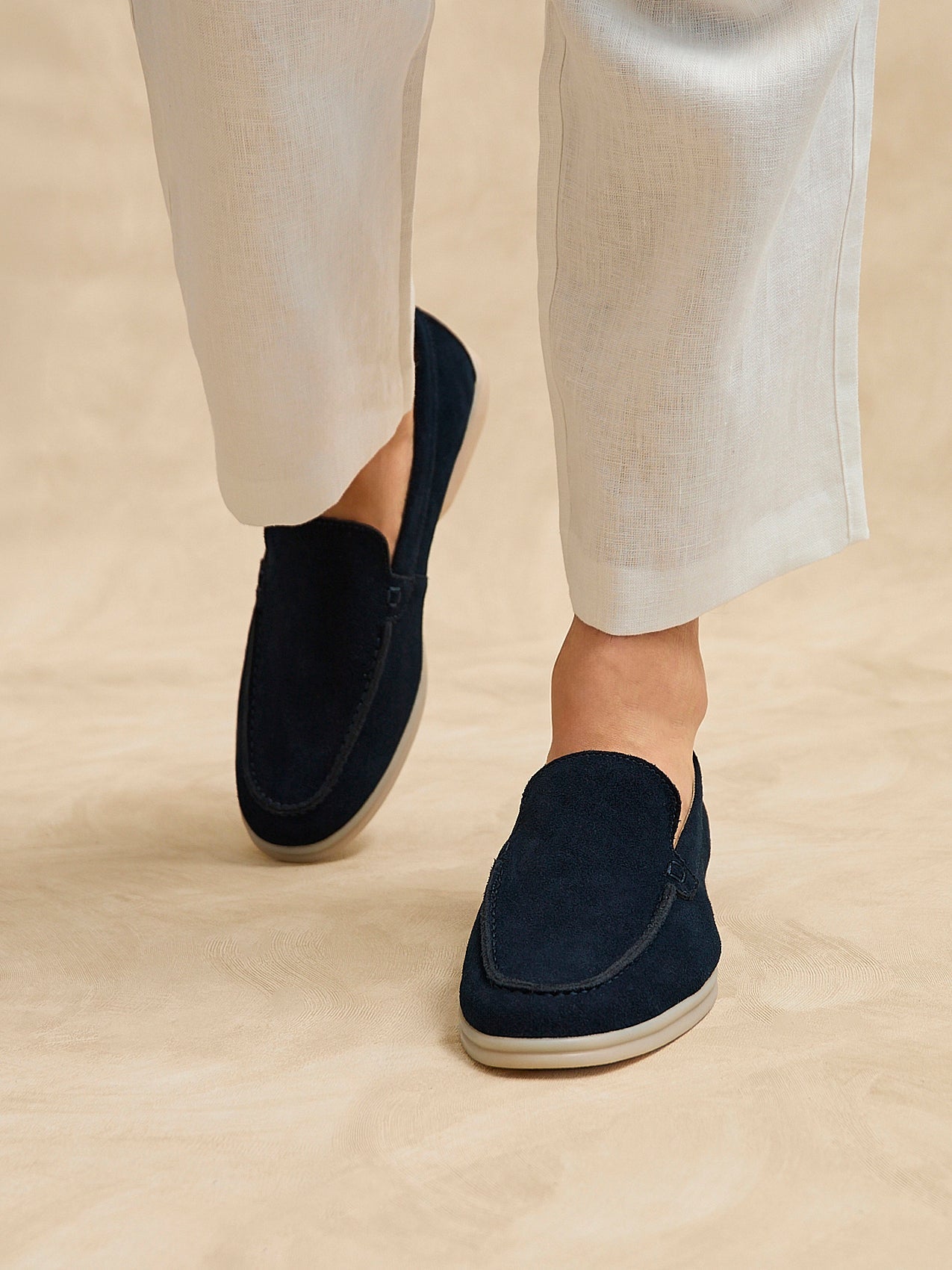 Rino Mens Navy Suede Leather Loafers