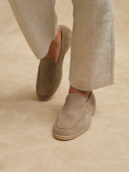 Rino Mens Taupe Suede Leather Loafers