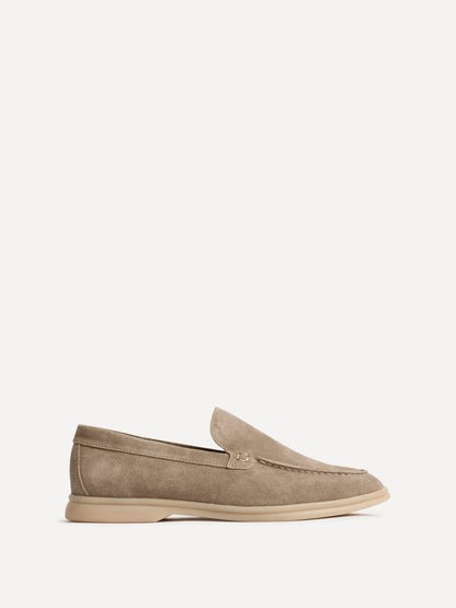 Rino Mens Taupe Suede Leather Loafers
