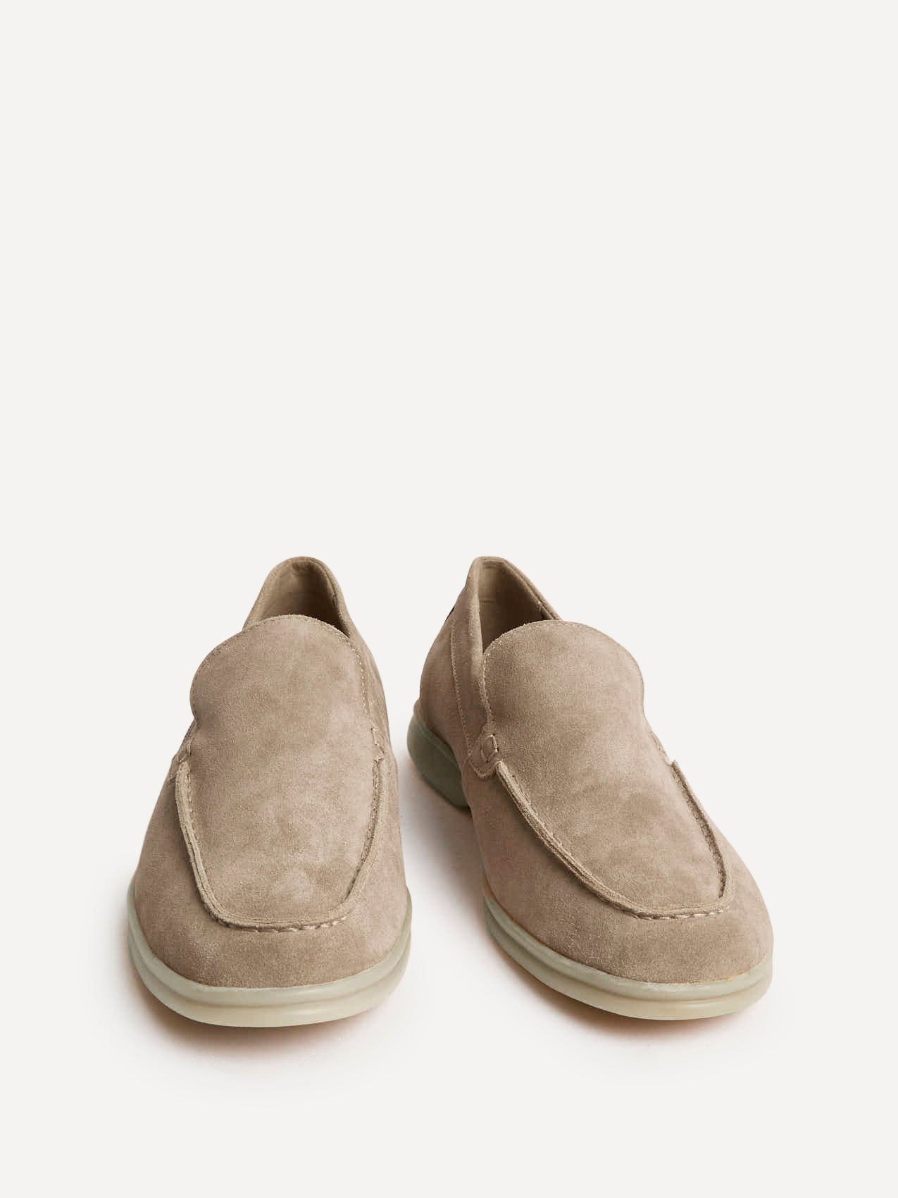 Rino Mens Taupe Suede Leather Loafers