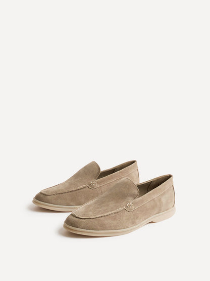 Rino Mens Taupe Suede Leather Loafers
