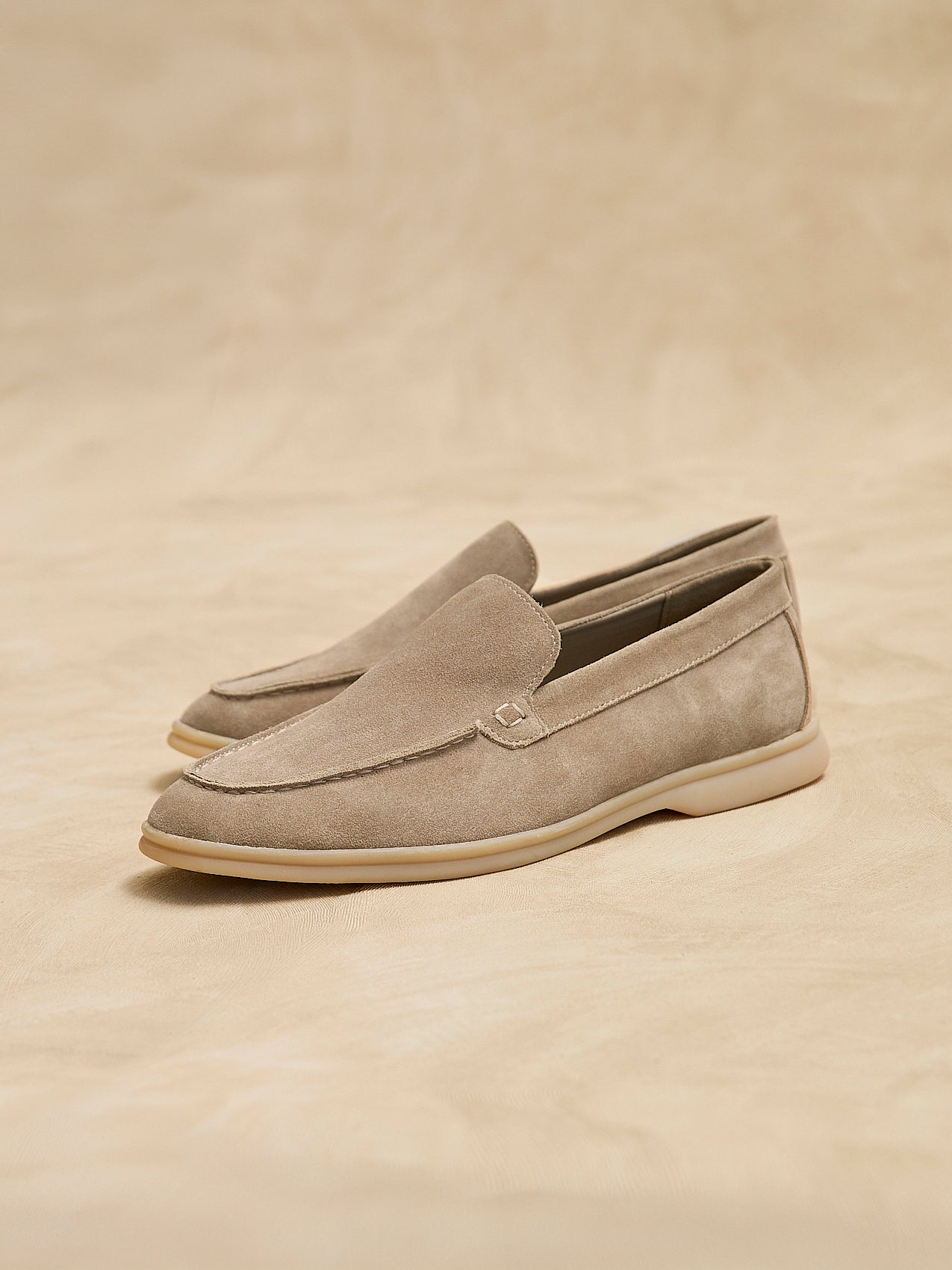Rino Mens Taupe Suede Leather Loafers